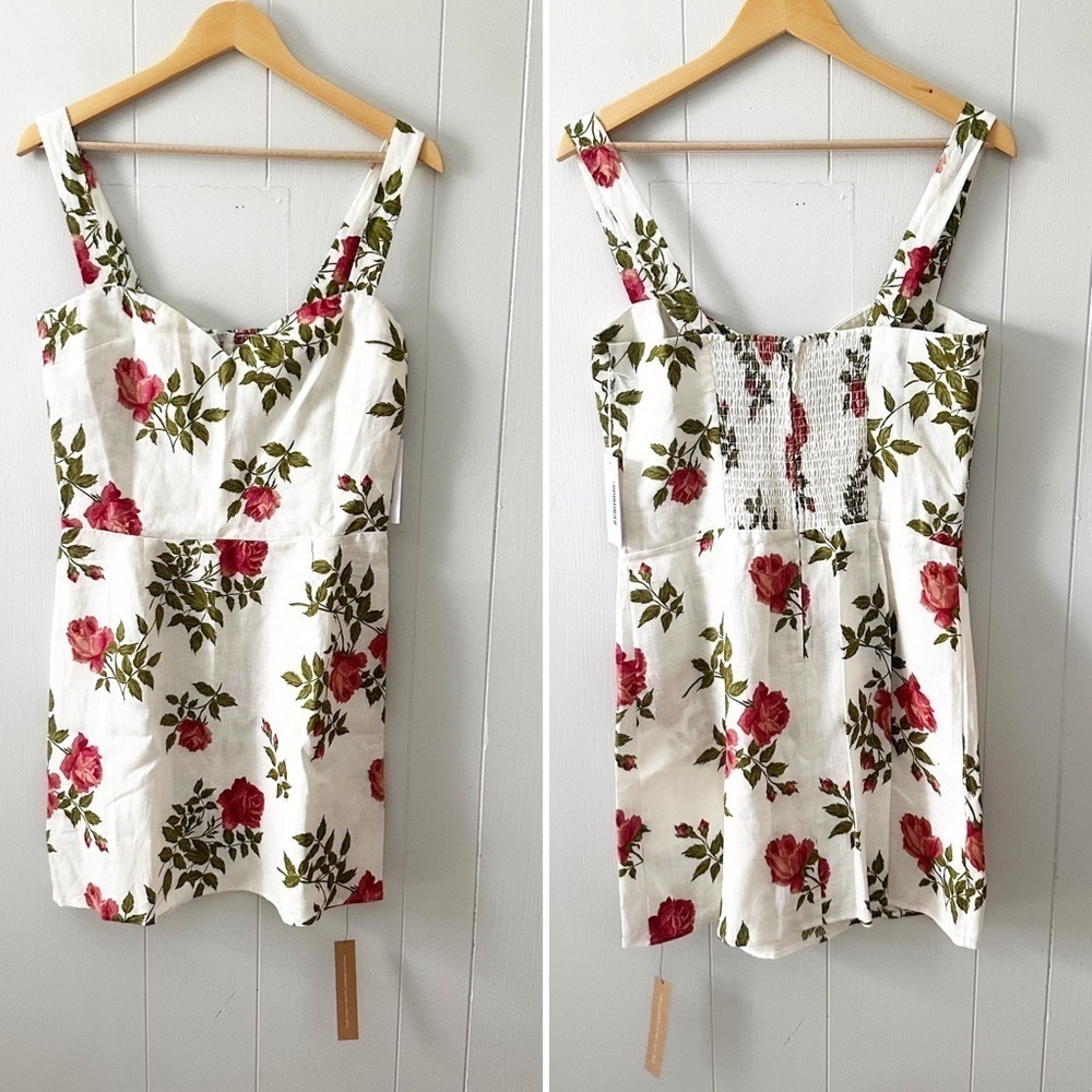 Reformation NWT Miso Linen Mini Dress in Jolie 
Dress Floral Cream Pink new 10